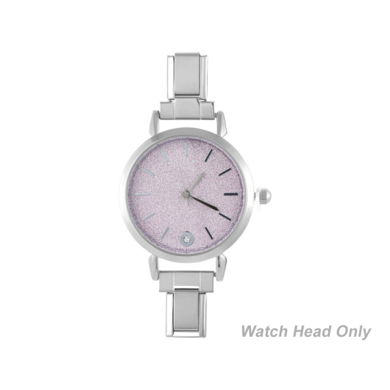 Изображение 1 ШТ 304 Нержавеющая Сталь Стильный & Стильный и повседневный Лицо часов с итальянскими чармами для изготовления украшений своими руками Серебряный Тон Розовый Круглые 5.7см x 3см