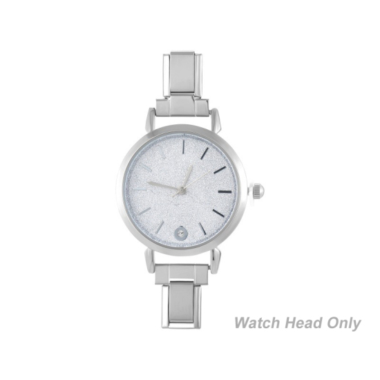 Изображение 1 ШТ 304 Нержавеющая Сталь Стильный & Стильный и повседневный Лицо часов с итальянскими чармами для изготовления украшений своими руками Серебряный Тон Белый Круглые 5.7см x 3см