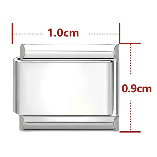 Immagine di 1 Pz 304 Acciaio Inossidabile Bracciale con Charm Italiano a Maglie, Creazione di Gioielli Fai-da-te Tono Argento Rettangolo 10mm x 9mm
