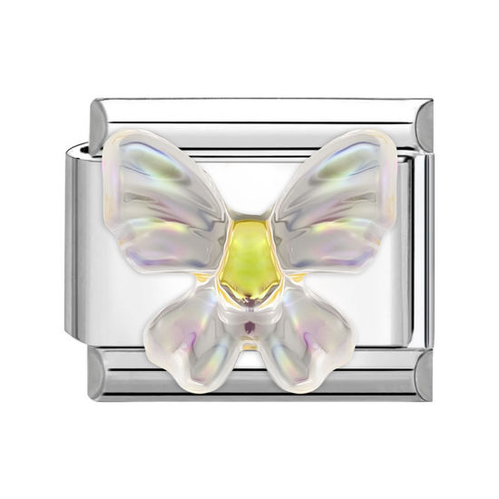 Изображение 1 ШТ 304 Нержавеющая Сталь Очаровательный итальянский браслет со звеньями Изготовление ювелирных изделий своими руками Серебряный Тон Разноцветный Прямоугольник Бабочка 10мм x 9мм