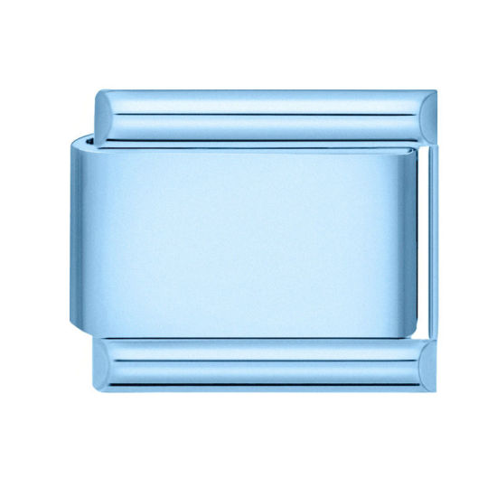 Immagine di 1 Pz 304 Acciaio Inossidabile Bracciale con Charm Italiano a Maglie, Creazione di Gioielli Fai-da-te Azzurro Matte Rettangolo 10mm x 9mm