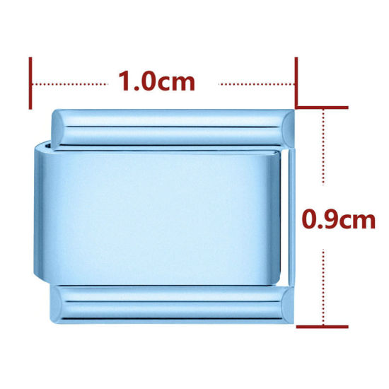 Immagine di 1 Pz 304 Acciaio Inossidabile Bracciale con Charm Italiano a Maglie, Creazione di Gioielli Fai-da-te Azzurro Matte Rettangolo 10mm x 9mm