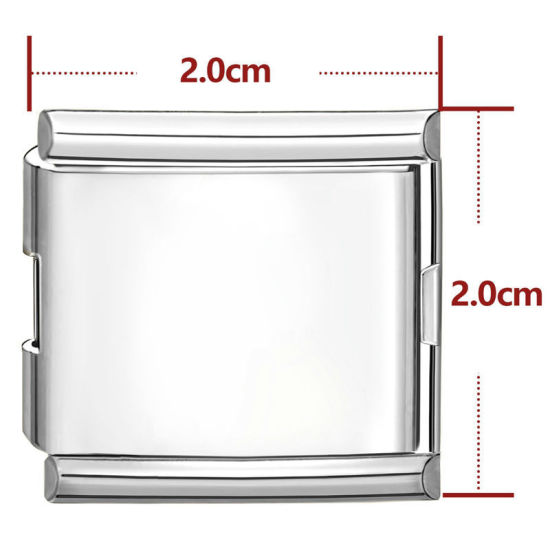 Immagine di 1 Pz 304 Acciaio Inossidabile Bracciale con Charm Italiano a Maglie, Creazione di Gioielli Fai-da-te Tono Argento Quadrato 20mm x 20mm