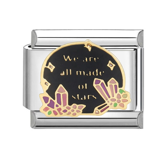 Bild von 1 Stück 304 Edelstahl Charm-Armband mit italienischen Gliedern zur Herstellung von DIY-Schmuck Silberfarbe Bunt Rechteck Bleistift 10mm x 9mm