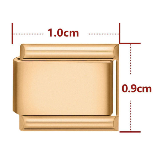 Immagine di 1 Pz 304 Acciaio Inossidabile Bracciale con Charm Italiano a Maglie, Creazione di Gioielli Fai-da-te Oro Rosa Rettangolo 10mm x 9mm
