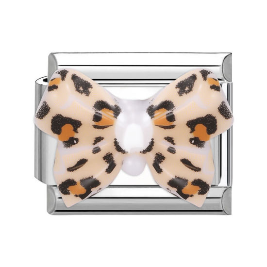 Изображение 1 ШТ 304 Нержавеющая Сталь Очаровательный итальянский браслет со звеньями Изготовление ювелирных изделий своими руками Серебряный Тон Телесный Прямоугольник Бант 10мм x 9мм