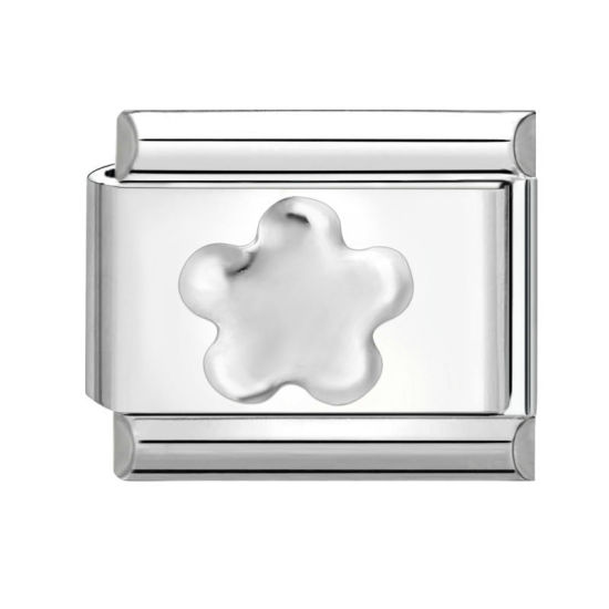 Изображение 1 ШТ 304 Нержавеющая Сталь Очаровательный итальянский браслет со звеньями Изготовление ювелирных изделий своими руками Серебряный Тон Прямоугольник Цветок 10мм x 9мм