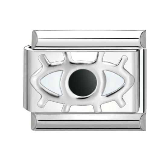 Изображение 1 ШТ 304 Нержавеющая Сталь Очаровательный итальянский браслет со звеньями Изготовление ювелирных изделий своими руками Серебряный Тон Прямоугольник Глаз 10мм x 9мм