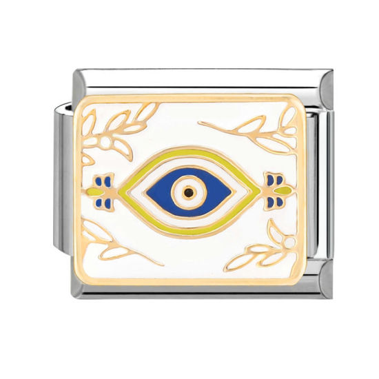 Изображение 1 ШТ 304 Нержавеющая Сталь Очаровательный итальянский браслет со звеньями Изготовление ювелирных изделий своими руками Серебряный Тон Золотой Прямоугольник Глаз 10мм x 9мм