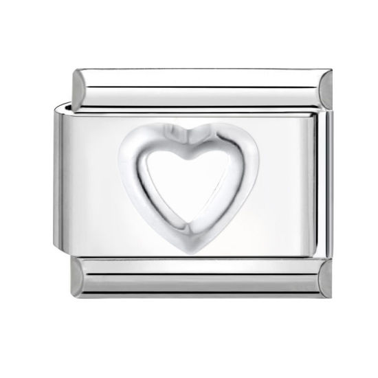 Immagine di 1 Pz 304 Acciaio Inossidabile San Valentino Bracciale con Charm Italiano a Maglie, Creazione di Gioielli Fai-da-te Tono Argento Rettangolo Cuore 10mm x 9mm