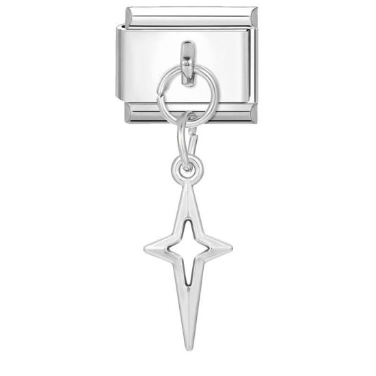 Bild von 1 Stück 304 Edelstahl Stilvoll Charm-Armband mit italienischen Gliedern zur Herstellung von DIY-Schmuck Silberfarbe Stern 10mm x 9mm