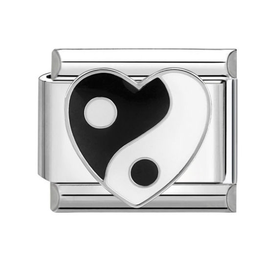 Bild von 1 Stück 304 Edelstahl Charm-Armband mit italienischen Gliedern zur Herstellung von DIY-Schmuck Silberfarbe Weiß Rechteck Herz 10mm x 9mm