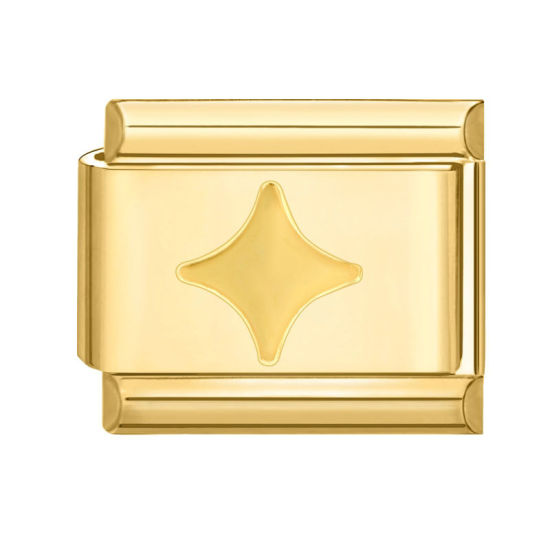 Bild von 1 Stück 304 Edelstahl Charm-Armband mit italienischen Gliedern zur Herstellung von DIY-Schmuck Vergoldet Rechteck Stern 10mm x 9mm