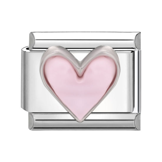 Immagine di 1 Pz 304 Acciaio Inossidabile San Valentino Bracciale con Charm Italiano a Maglie, Creazione di Gioielli Fai-da-te Tono Argento Rosa Rettangolo Cuore 10mm x 9mm