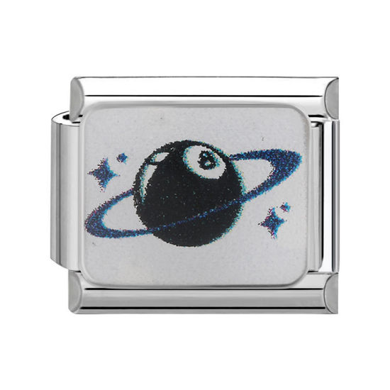 Изображение 1 ШТ 304 Нержавеющая Сталь Очаровательный итальянский браслет со звеньями Изготовление ювелирных изделий своими руками Серебряный Тон Черный Прямоугольник Шар для бильярда №8 10мм x 9мм