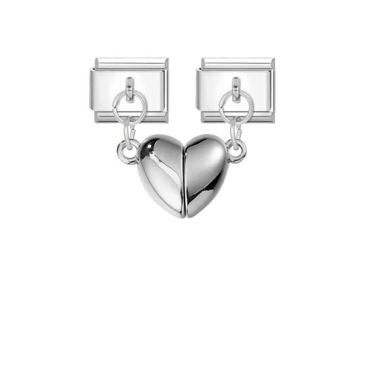 Bild von 1 Paar 304 Edelstahl Valentinstag Charm-Armband mit italienischen Gliedern zur Herstellung von DIY-Schmuck Silberfarbe Herz 10mm x 9mm