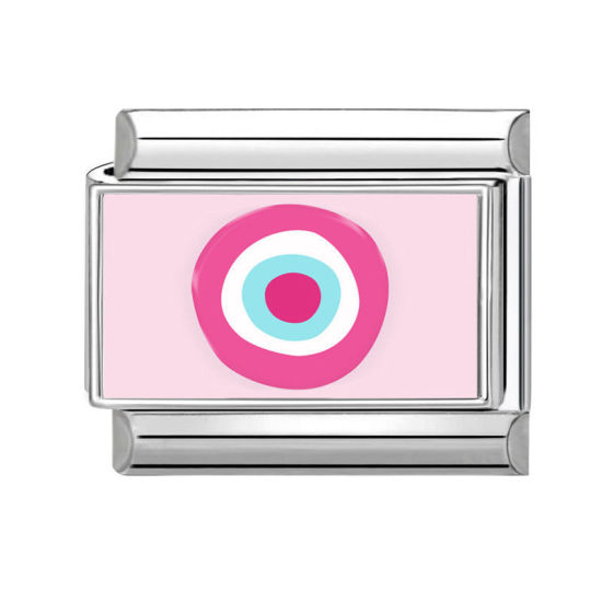 Bild von 1 Stück 304 Edelstahl Charm-Armband mit italienischen Gliedern zur Herstellung von DIY-Schmuck Silberfarbe Bunt Rechteck Auge 10mm x 9mm