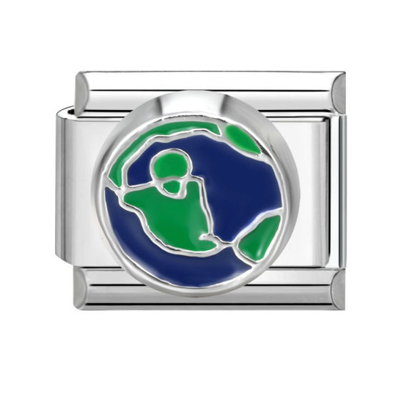 Bild von 1 Stück 304 Edelstahl Charm-Armband mit italienischen Gliedern zur Herstellung von DIY-Schmuck Silberfarbe Bunt Rechteck Strandschnecke 10mm x 9mm