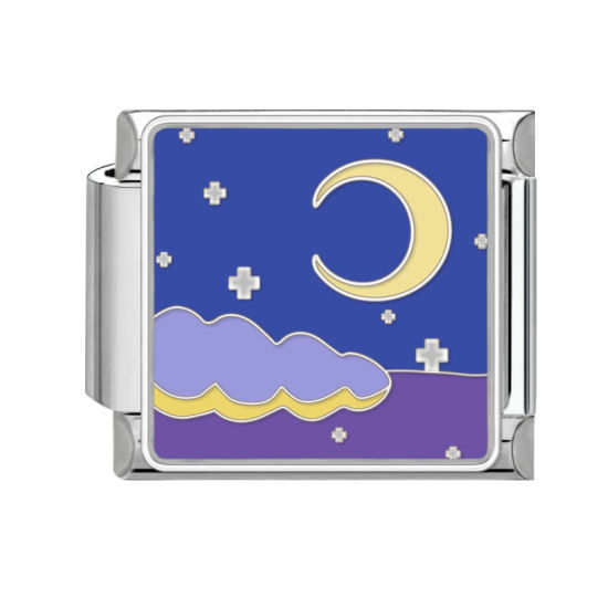 Bild von 1 Stück 304 Edelstahl Stilvoll Charm-Armband mit italienischen Gliedern zur Herstellung von DIY-Schmuck Silberfarbe Bunt Rechteck Naturlandschaft 10mm x 9mm