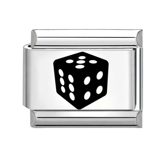 Bild von 1 Stück 304 Edelstahl Stilvoll Charm-Armband mit italienischen Gliedern zur Herstellung von DIY-Schmuck Silberfarbe Schwarz Rechteck Würfel 10mm x 9mm