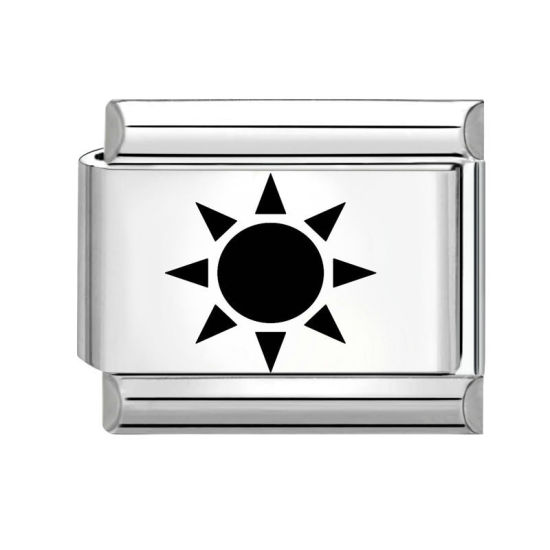 Bild von 1 Stück 304 Edelstahl Stilvoll Charm-Armband mit italienischen Gliedern zur Herstellung von DIY-Schmuck Silberfarbe Schwarz Rechteck Sonne 10mm x 9mm