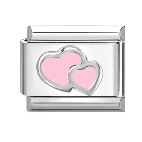 Immagine di 1 Pz 304 Acciaio Inossidabile Bracciale con Charm Italiano a Maglie, Creazione di Gioielli Fai-da-te Tono Argento Rosa Rettangolo Cuore 10mm x 9mm