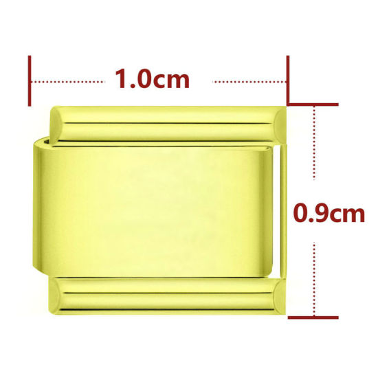 Immagine di 1 Pz 304 Acciaio Inossidabile Bracciale con Charm Italiano a Maglie, Creazione di Gioielli Fai-da-te Giallo Rettangolo 10mm x 9mm