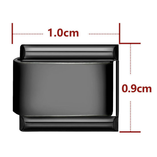 Immagine di 1 Pz 304 Acciaio Inossidabile Bracciale con Charm Italiano a Maglie, Creazione di Gioielli Fai-da-te Nero Rettangolo 10mm x 9mm