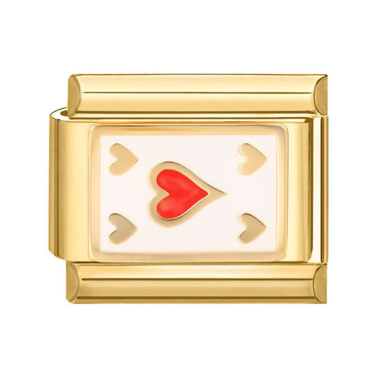 Изображение 1 ШТ 304 Нержавеющая Сталь Стильный Очаровательный итальянский браслет со звеньями Изготовление ювелирных изделий своими руками Позолоченный Красный Прямоугольник Покер 10мм x 9мм