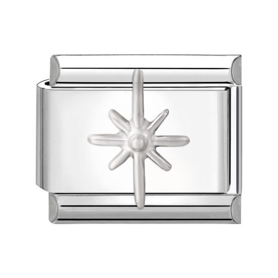 Immagine di 1 Pz 304 Acciaio Inossidabile Elegante Bracciale con Charm Italiano a Maglie, Creazione di Gioielli Fai-da-te Tono Argento Rettangolo Stella 10mm x 9mm