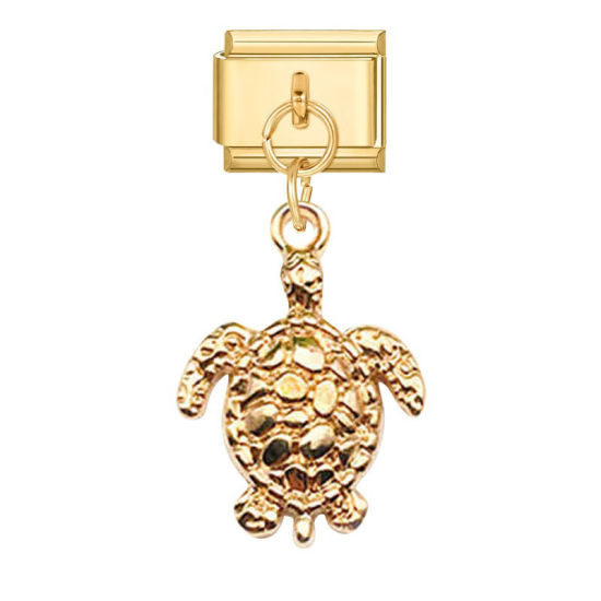 Bild von 1 Stück 304 Edelstahl Stilvoll Charm-Armband mit italienischen Gliedern zur Herstellung von DIY-Schmuck Vergoldet Schildkröte 10mm x 9mm