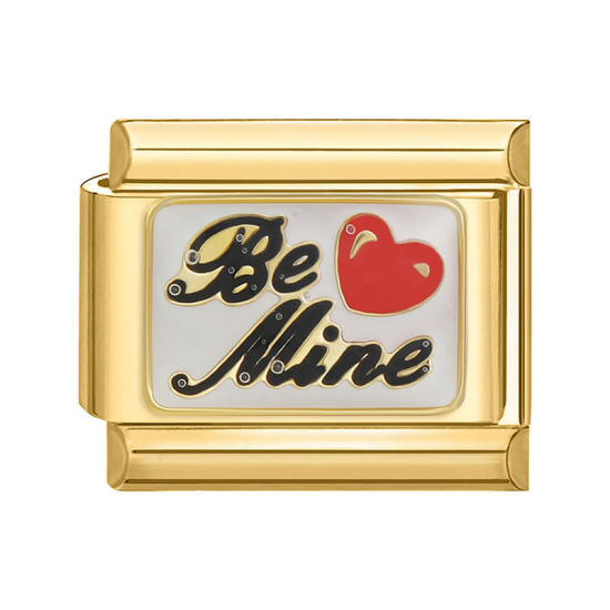 Immagine di 1 Pz 304 Acciaio Inossidabile San Valentino Bracciale con Charm Italiano a Maglie, Creazione di Gioielli Fai-da-te Oro Placcato Rosso Rettangolo Cuore Messaggio " BE MINE " 10mm x 9mm