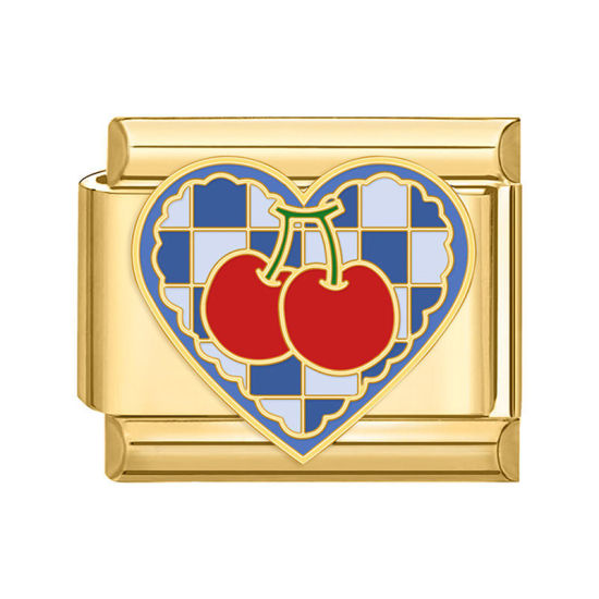 Bild von 1 Stück 304 Edelstahl Valentinstag Charm-Armband mit italienischen Gliedern zur Herstellung von DIY-Schmuck Vergoldet Bunt Rechteck Herz 10mm x 9mm