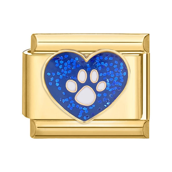 Bild von 1 Stück 304 Edelstahl Valentinstag Charm-Armband mit italienischen Gliedern zur Herstellung von DIY-Schmuck Vergoldet Blau Rechteck Herz 10mm x 9mm