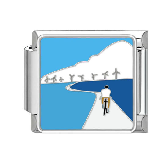 Bild von 1 Stück 304 Edelstahl Stilvoll Charm-Armband mit italienischen Gliedern zur Herstellung von DIY-Schmuck Silberfarbe Bunt Rechteck Naturlandschaft 10mm x 9mm