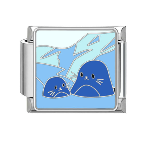 Bild von 1 Stück 304 Edelstahl Stilvoll Charm-Armband mit italienischen Gliedern zur Herstellung von DIY-Schmuck Silberfarbe Bunt Rechteck Naturlandschaft 10mm x 9mm