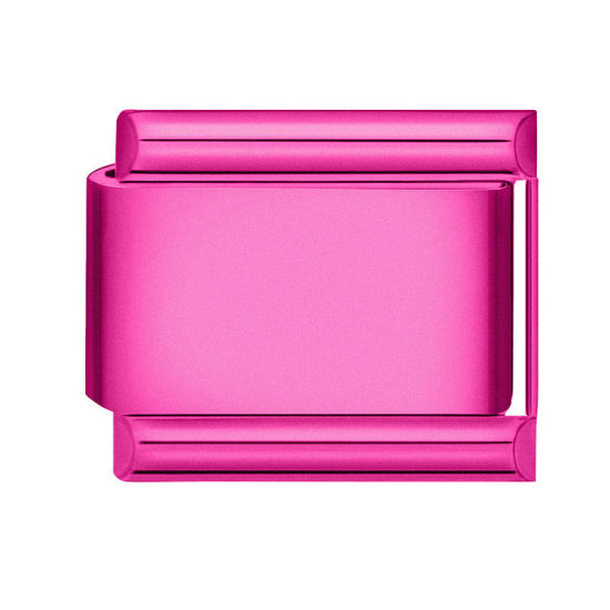 Immagine di 1 Pz 304 Acciaio Inossidabile Bracciale con Charm Italiano a Maglie, Creazione di Gioielli Fai-da-te Colore Fuscia Rettangolo 10mm x 9mm