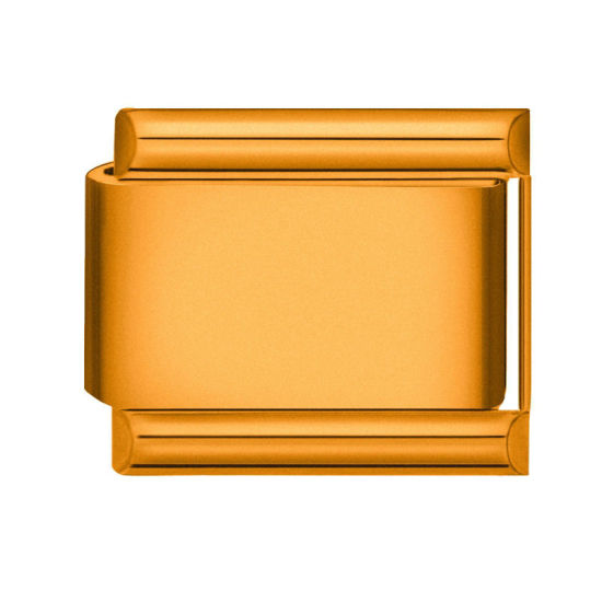 Immagine di 1 Pz 304 Acciaio Inossidabile Bracciale con Charm Italiano a Maglie, Creazione di Gioielli Fai-da-te Arancione Rettangolo 10mm x 9mm