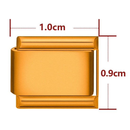 Immagine di 1 Pz 304 Acciaio Inossidabile Bracciale con Charm Italiano a Maglie, Creazione di Gioielli Fai-da-te Arancione Rettangolo 10mm x 9mm