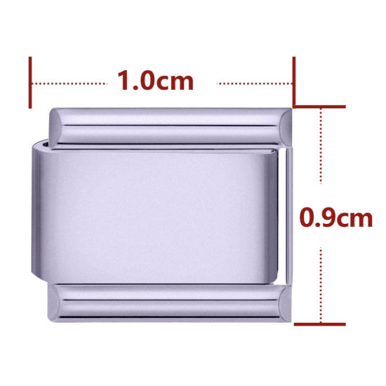 Immagine di 1 Pz 304 Acciaio Inossidabile Bracciale con Charm Italiano a Maglie, Creazione di Gioielli Fai-da-te Viola Chiaro Rettangolo 10mm x 9mm