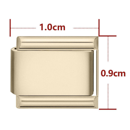 Immagine di 1 Pz 304 Acciaio Inossidabile Bracciale con Charm Italiano a Maglie, Creazione di Gioielli Fai-da-te Champagne Rettangolo 10mm x 9mm