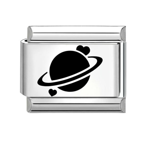 Immagine di 1 Pz 304 Acciaio Inossidabile Bracciale con Charm Italiano a Maglie, Creazione di Gioielli Fai-da-te Tono Argento Nero Rettangolo Universo Pianeta 10mm x 9mm