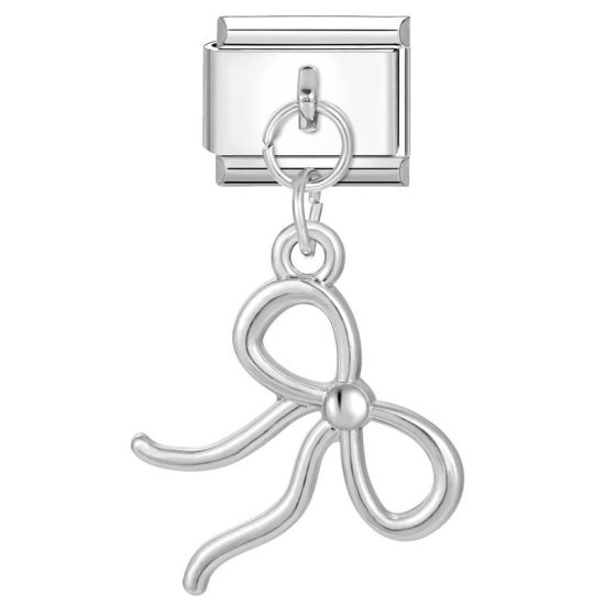 Изображение 1 ШТ 304 Нержавеющая Сталь Очаровательный итальянский браслет со звеньями Изготовление ювелирных изделий своими руками Серебряный Тон Банты 10мм x 9мм