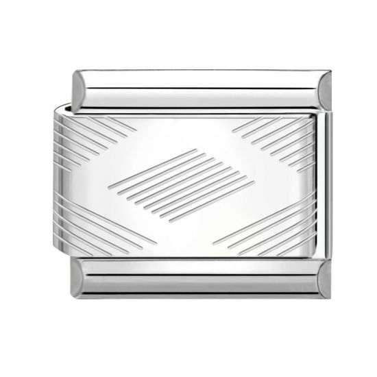 Изображение 1 ШТ 304 Нержавеющая Сталь Очаровательный итальянский браслет со звеньями Изготовление ювелирных изделий своими руками Серебряный Тон Прямоугольник Ромб 10мм x 9мм