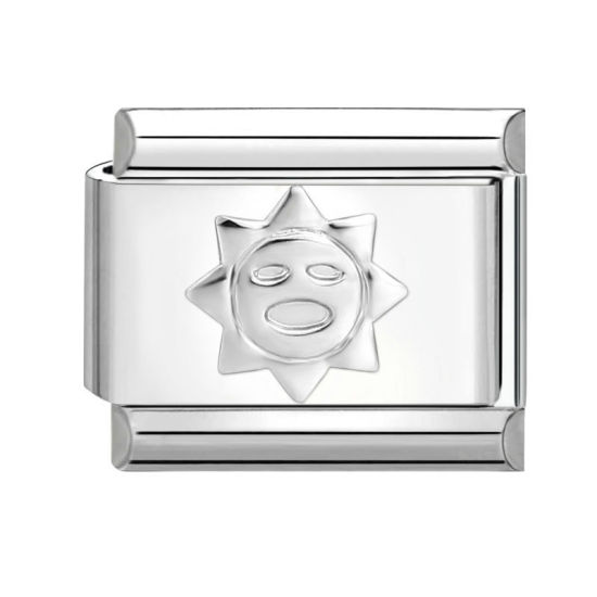 Immagine di 1 Pz 304 Acciaio Inossidabile Bracciale con Charm Italiano a Maglie, Creazione di Gioielli Fai-da-te Tono Argento Rettangolo Sole 10mm x 9mm