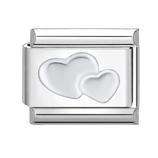 Immagine di 1 Pz 304 Acciaio Inossidabile San Valentino Bracciale con Charm Italiano a Maglie, Creazione di Gioielli Fai-da-te Tono Argento Rettangolo Cuore 10mm x 9mm