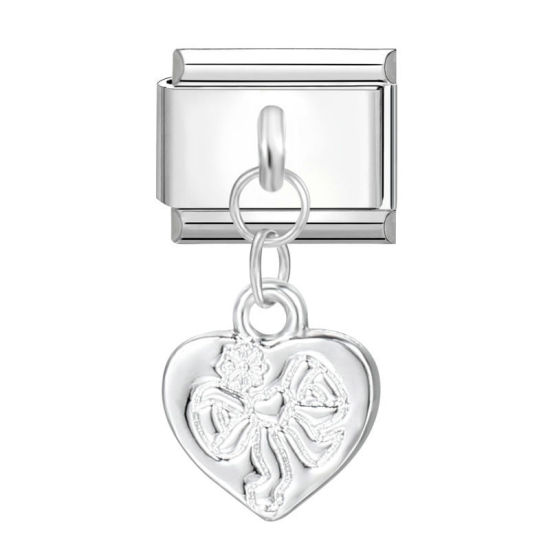 Изображение 1 ШТ 304 Нержавеющая Сталь Очаровательный итальянский браслет со звеньями Изготовление ювелирных изделий своими руками Серебряный Тон Сердце 10мм x 9мм