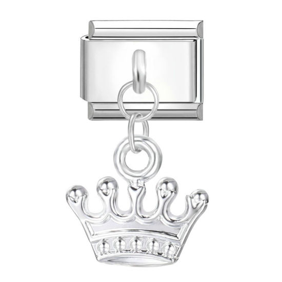 Изображение 1 ШТ 304 Нержавеющая Сталь Очаровательный итальянский браслет со звеньями Изготовление ювелирных изделий своими руками Серебряный Тон Корона 10мм x 9мм