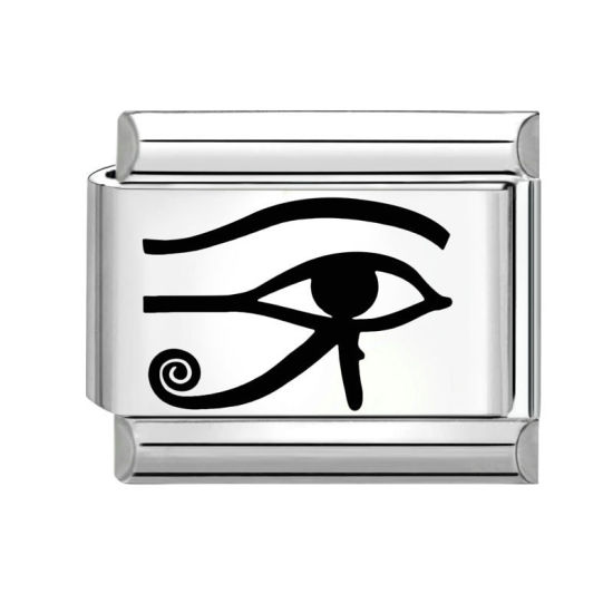 Изображение 1 ШТ 304 Нержавеющая Сталь Очаровательный итальянский браслет со звеньями Изготовление ювелирных изделий своими руками Серебряный Тон Черный Прямоугольник Глаз 10мм x 9мм