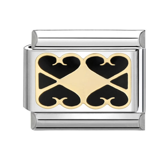 Изображение 1 ШТ 304 Нержавеющая Сталь Очаровательный итальянский браслет со звеньями Изготовление ювелирных изделий своими руками Серебряный Тон Черный Прямоугольник 10мм x 9мм